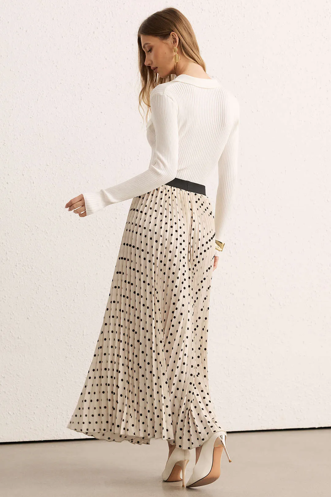 Polka Dots Print Pleated Skirt sold by Micas product image thumbnail 5