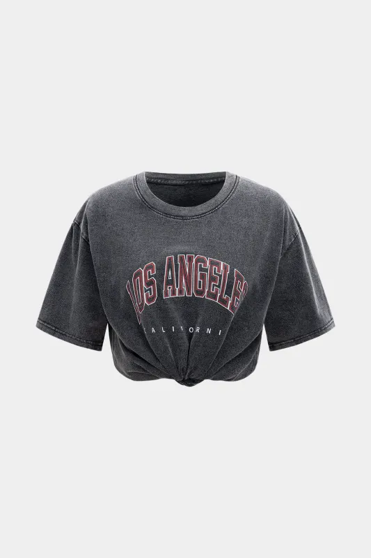 Letter Print Washed T-Shirt sold by Micas