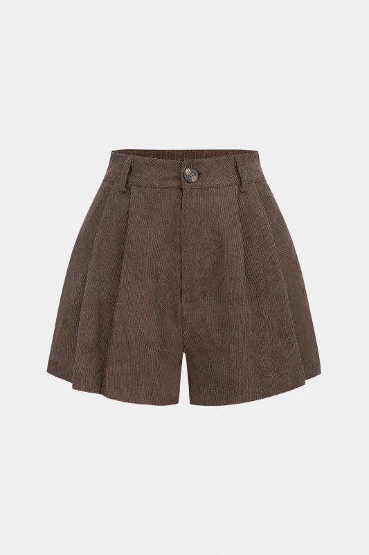 Corduroy Pleated Wide Leg Shorts sold by Micas