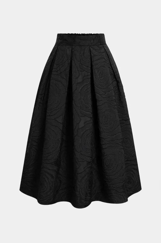 Floral Print A-Line Puff Hem High Waist Skirt sold by Micas