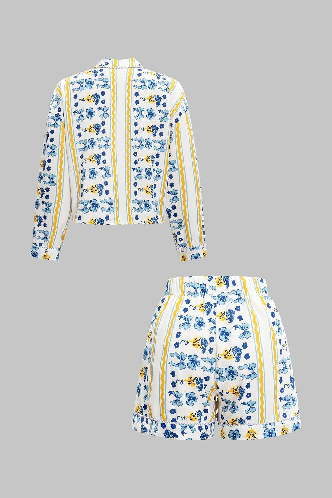 Stribet blomsterprint lommebindings shorts sæt sold by Micas product image thumbnail 2