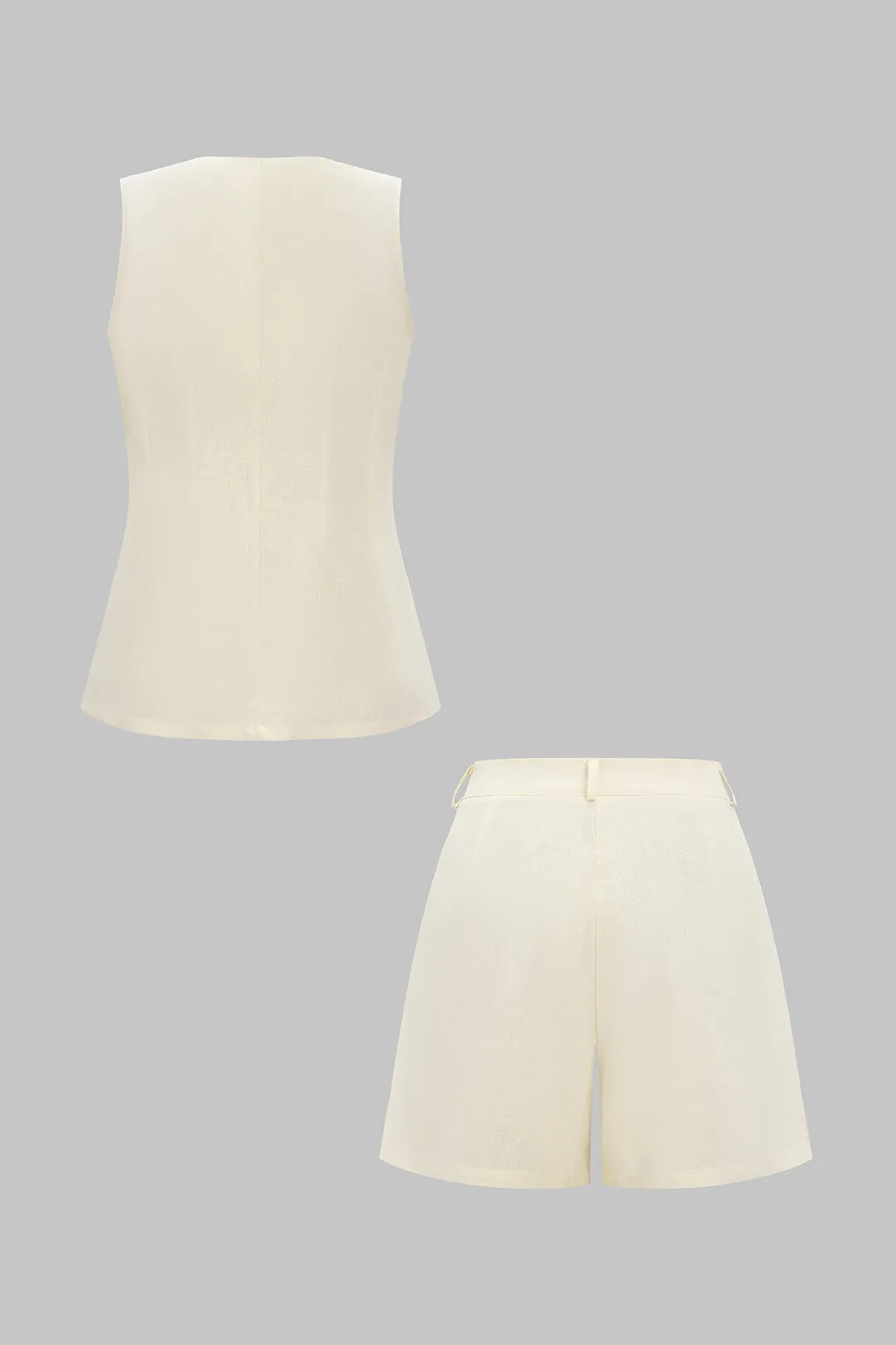 Linen Button Vest And Ruched Shorts Set sold by Micas product image thumbnail 2
