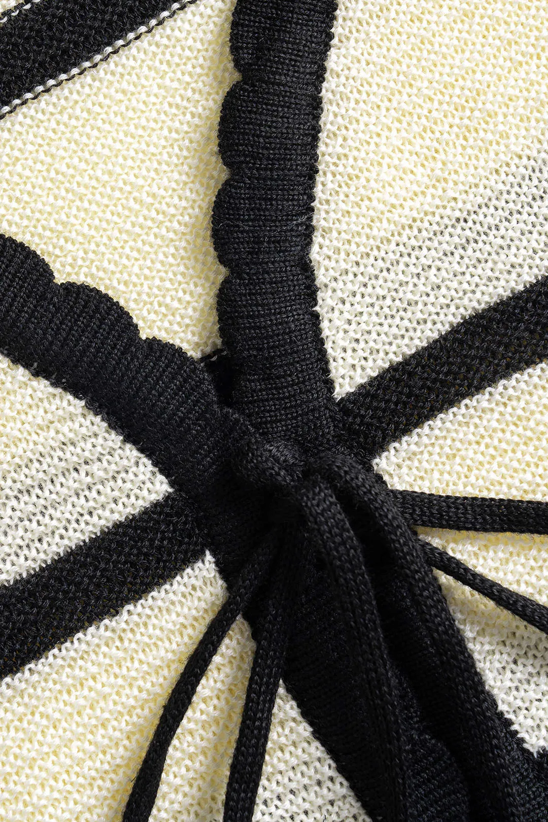 Knit Stripes Contrast Print Tie Front Vest And Wide Leg Pants Set sold by Micas product image thumbnail 3