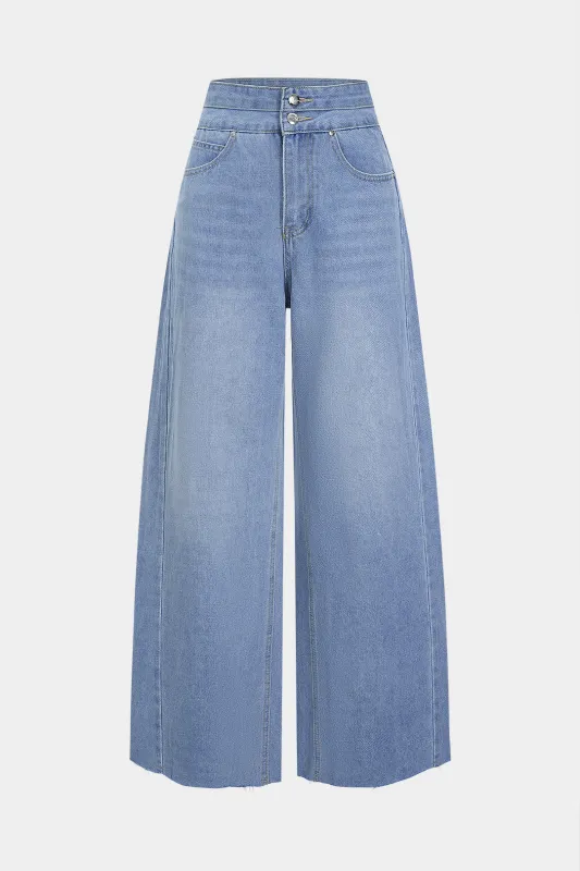 Denim High Waist Straight Leg Jeans sold by Micas