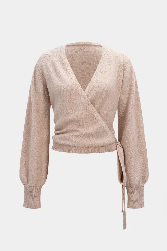 Knit Strappy V-Neck Long-Sleeve Top sold by Micas