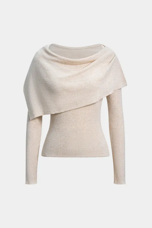 Knit Round Neck Ruched Long-Sleeve Top made by Micas
