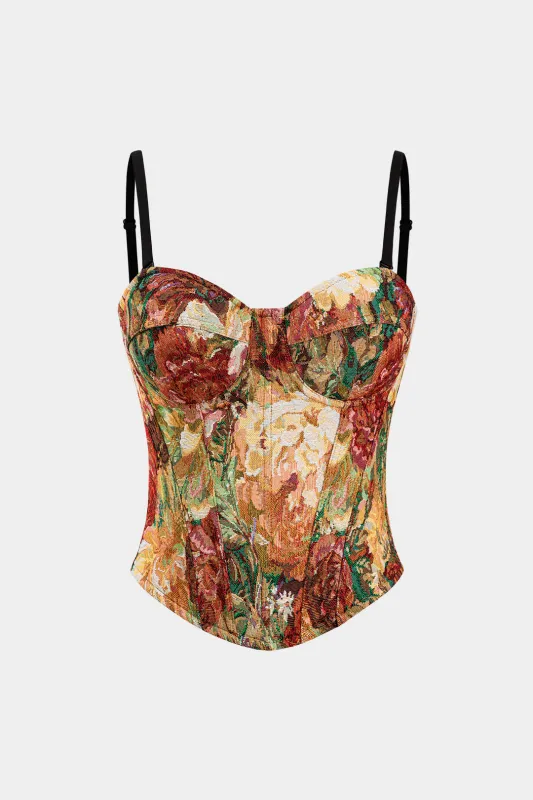 Jacquard Backless Underwire Corset Waist Cami Top sold by Micas