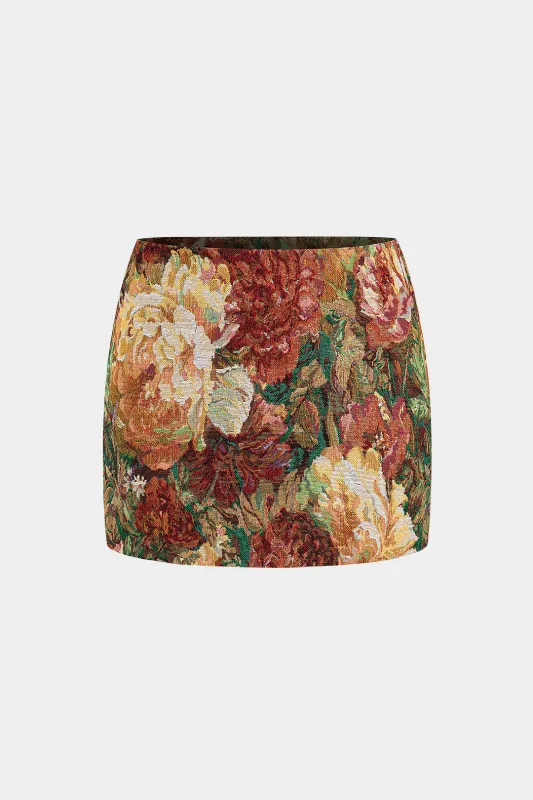 Jacquard Zipper Detail Mini Skirt sold by Micas
