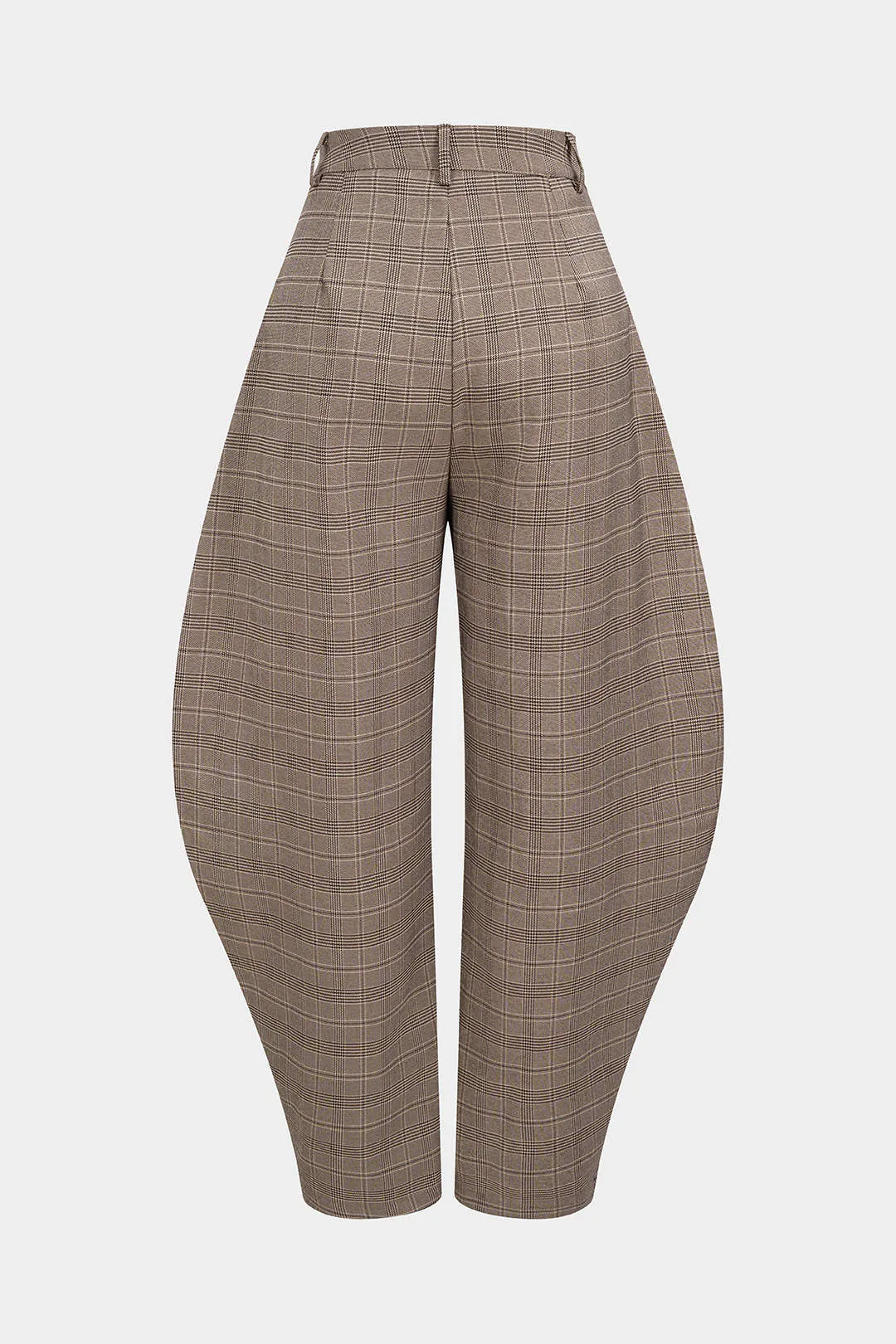 Plaid Print High Waist Barrel Pants sold by Micas product image thumbnail 2