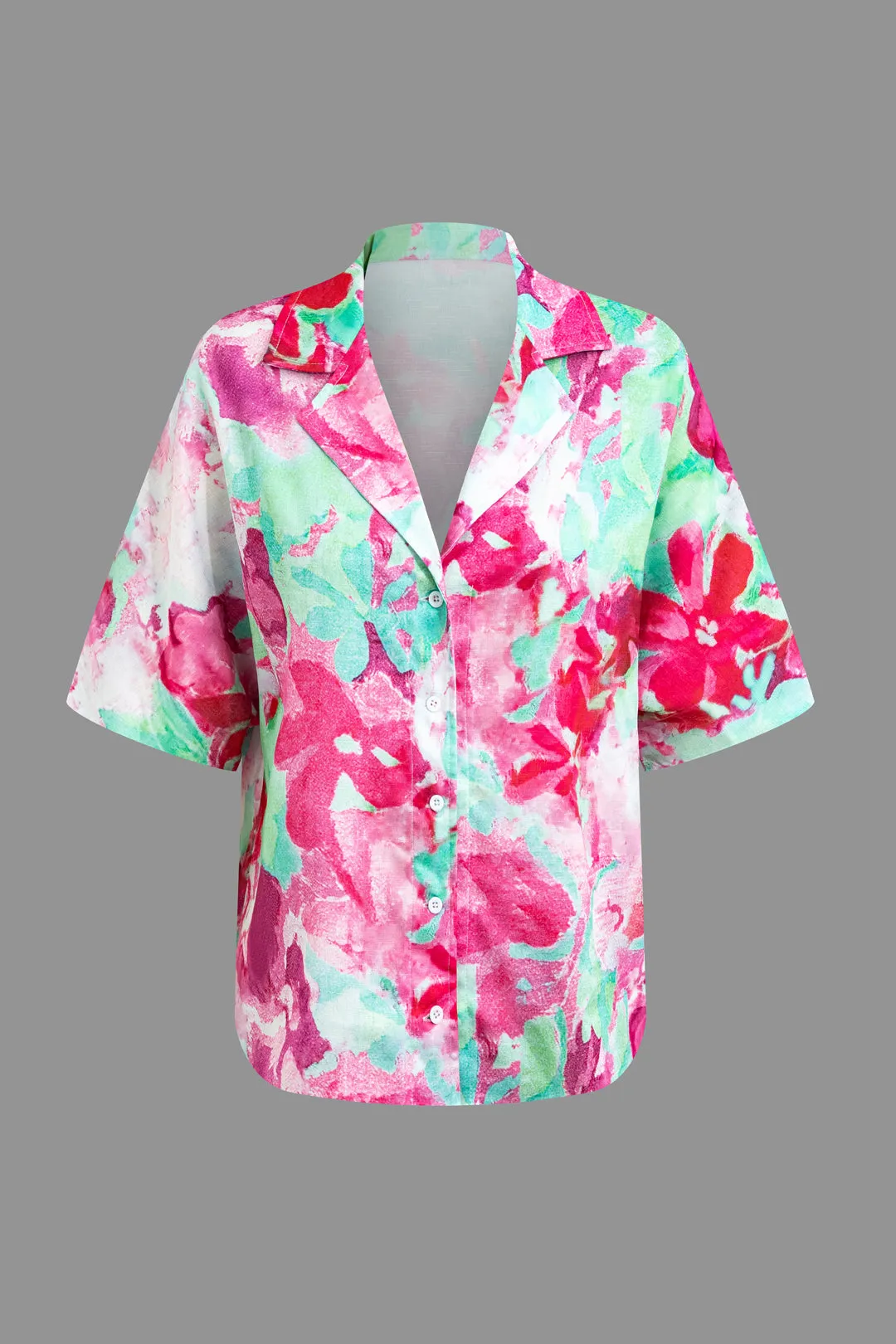 Floral Print Short Sleeve Shirt And Shorts Set sold by Micas product image thumbnail 3
