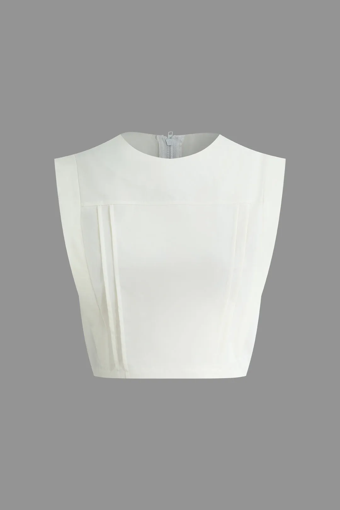 Solid Zipper Sleeveless Top And High Waist Pants Set sold by Micas product image thumbnail 2