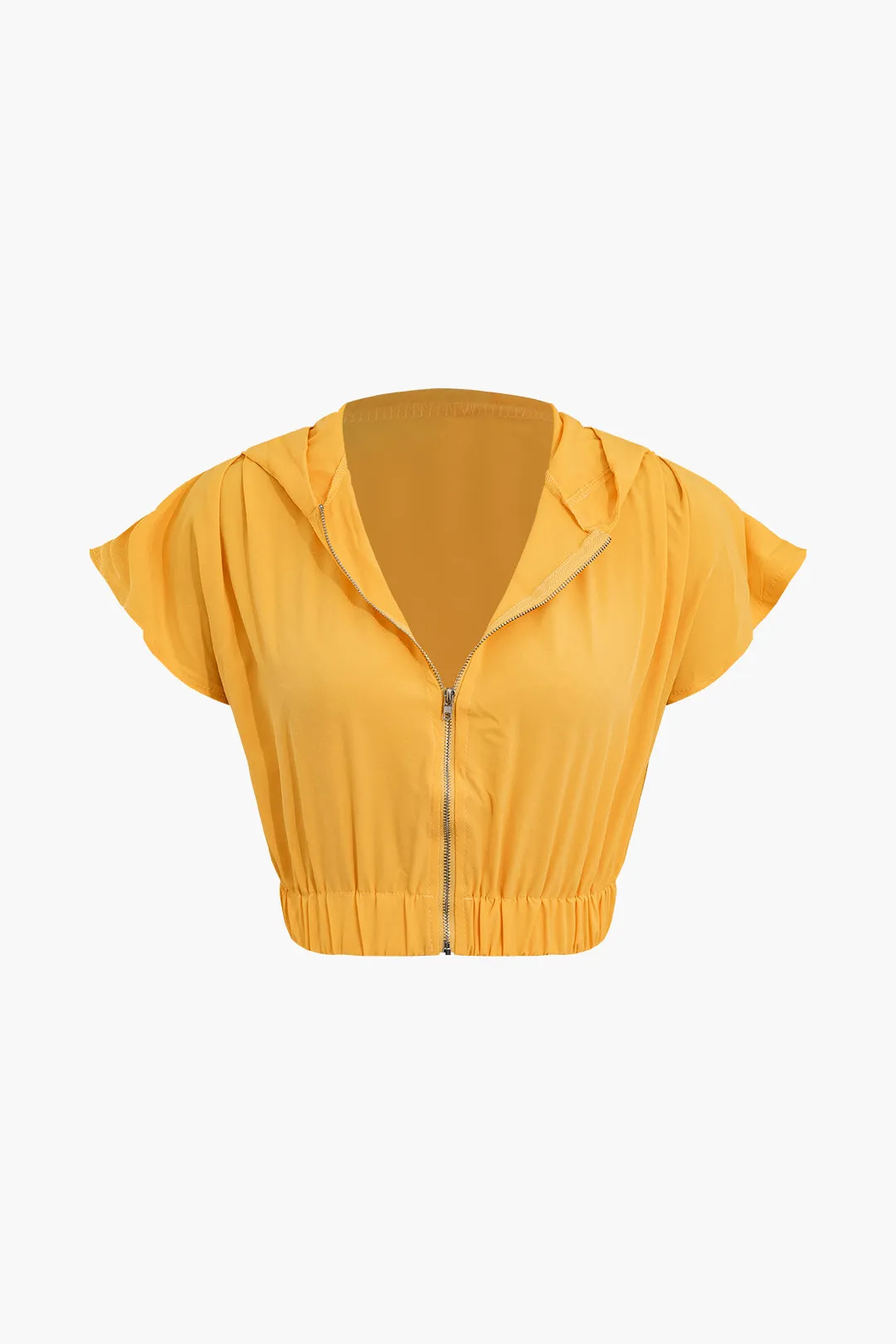 Ruched Zipper V-Neck Top And Shorts Set sold by Micas product image thumbnail 2