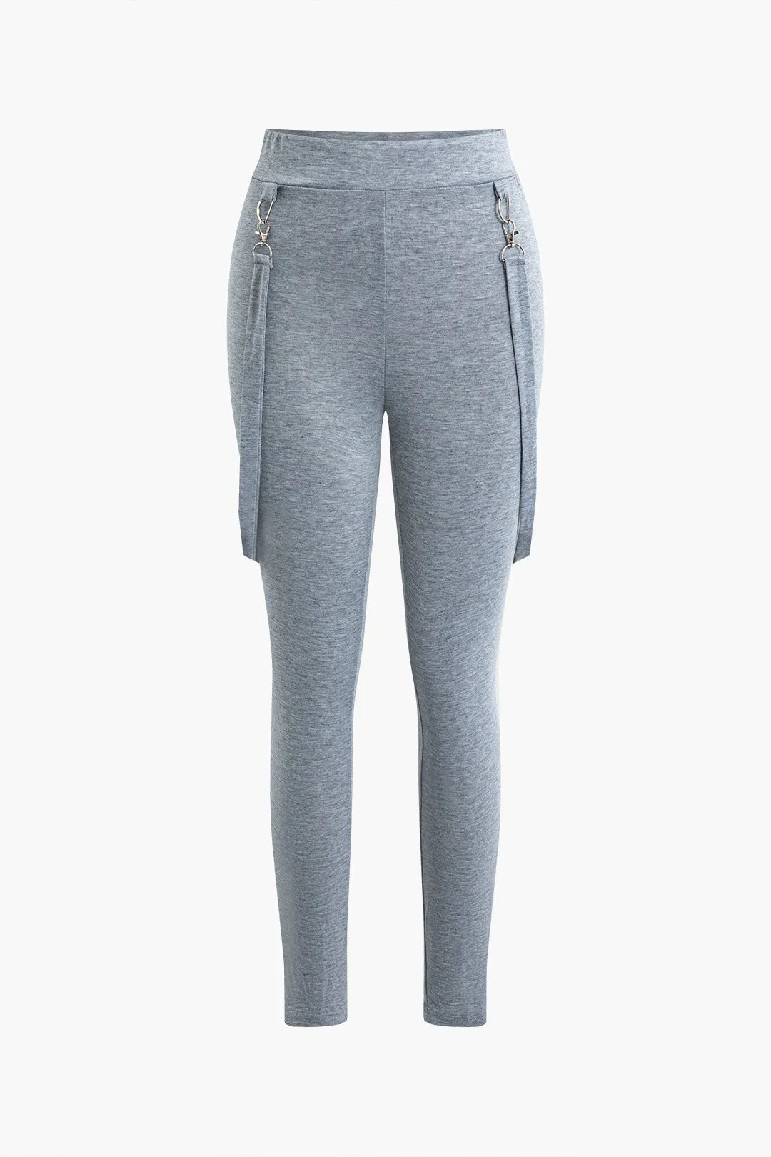 Solid Buckle Mock Neck Short Sleeves Top And Pants Set sold by Micas product image thumbnail 4