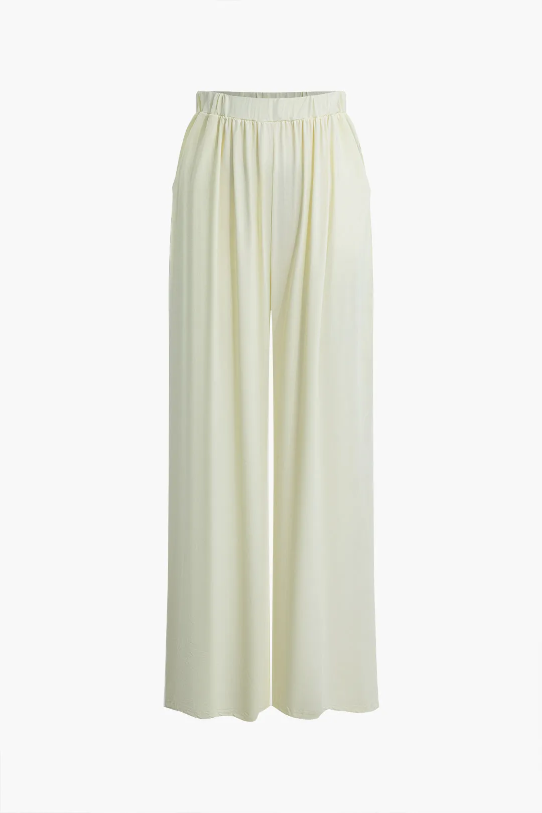 Solid Tie-Up Ruched Cut Out Long Sleeve Top And High Waist Pants Set sold by Micas product image thumbnail 4