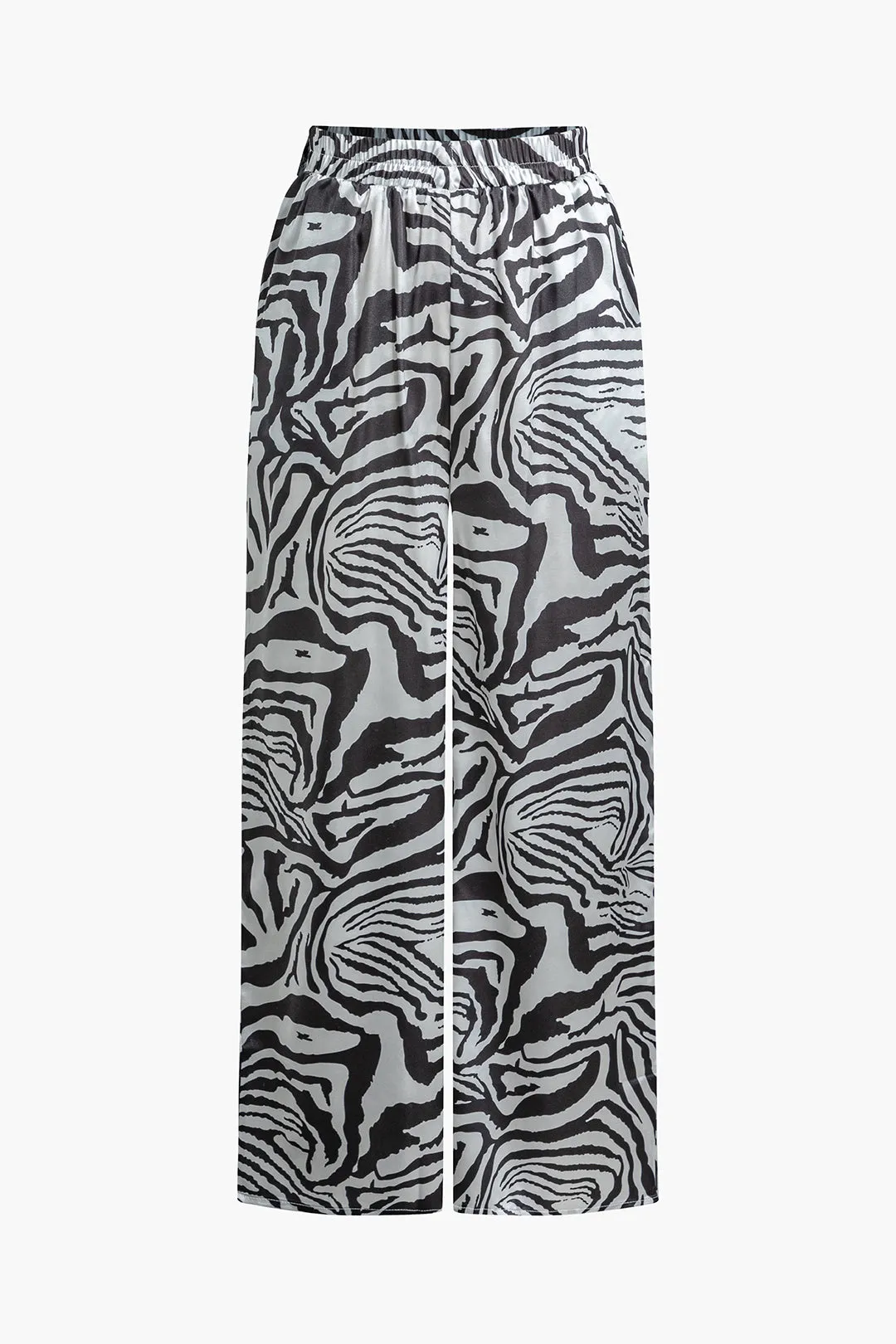 Zebra Print Off-Shoulder Shell Sleeve Top And Pants Set sold by Micas product image thumbnail 4