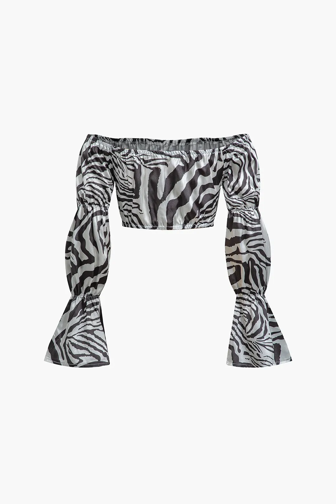 Zebra Print Off-Shoulder Shell Sleeve Top And Pants Set sold by Micas product image thumbnail 3