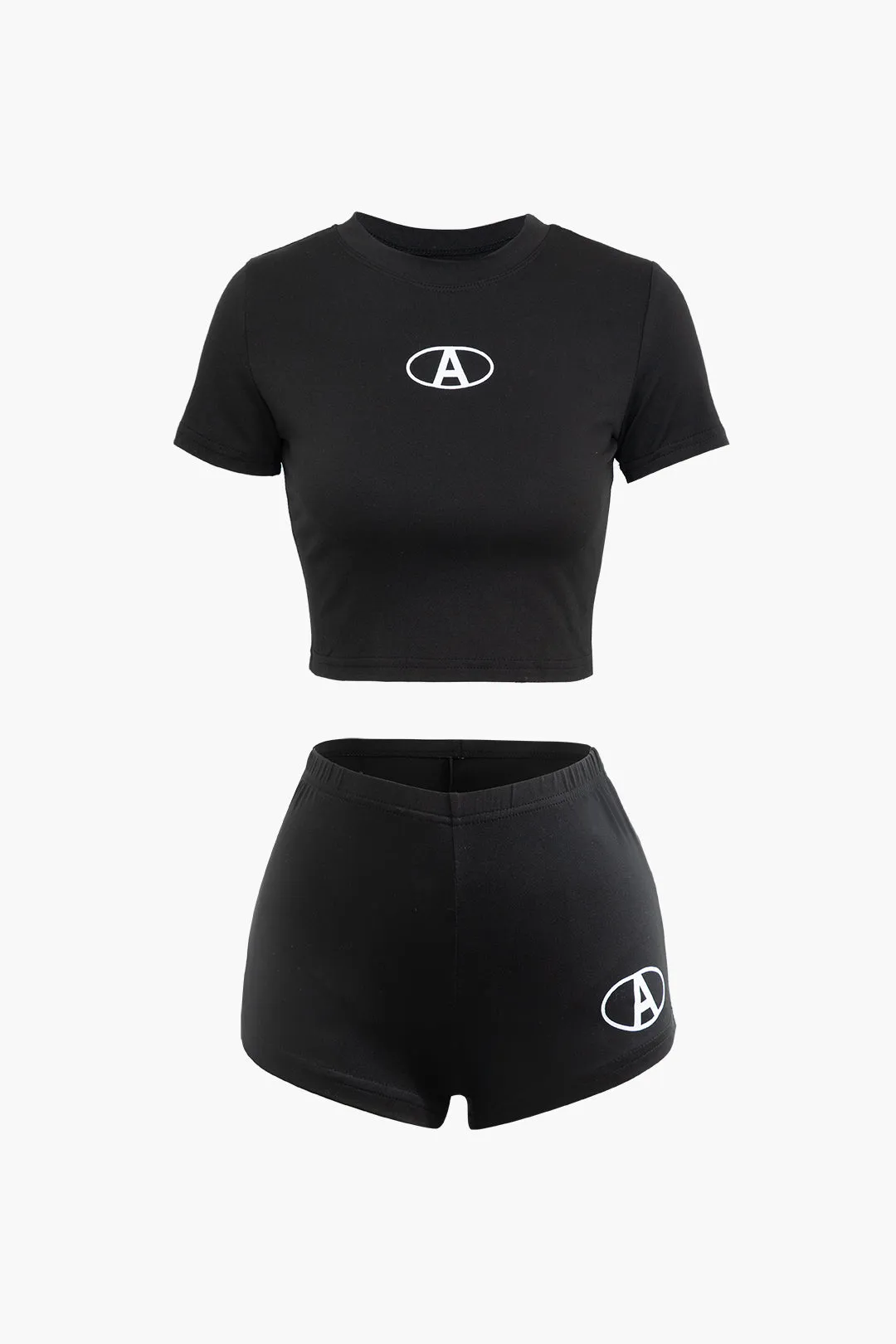 Letter Print T-Shirt And Shorts Set sold by Micas