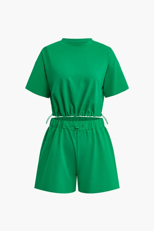 Drawstring Short Sleeve Top And Shorts Set sold by Micas