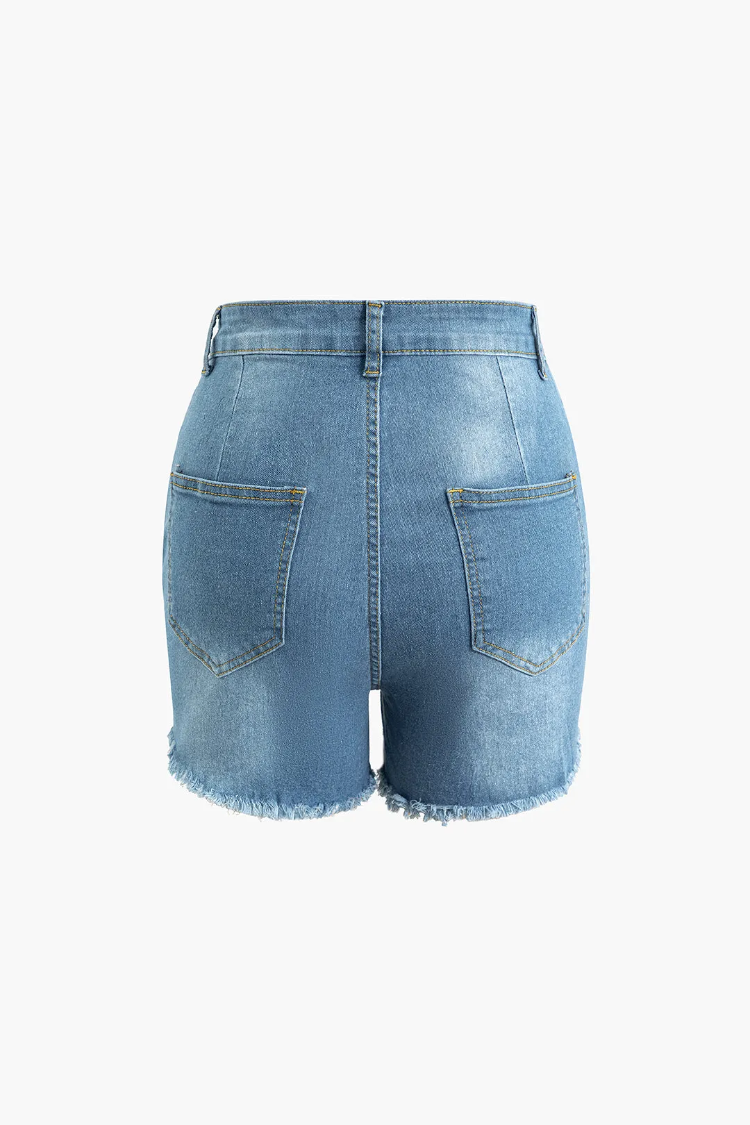 Denim Frayed Pocket Slim Shorts sold by Micas product image thumbnail 2