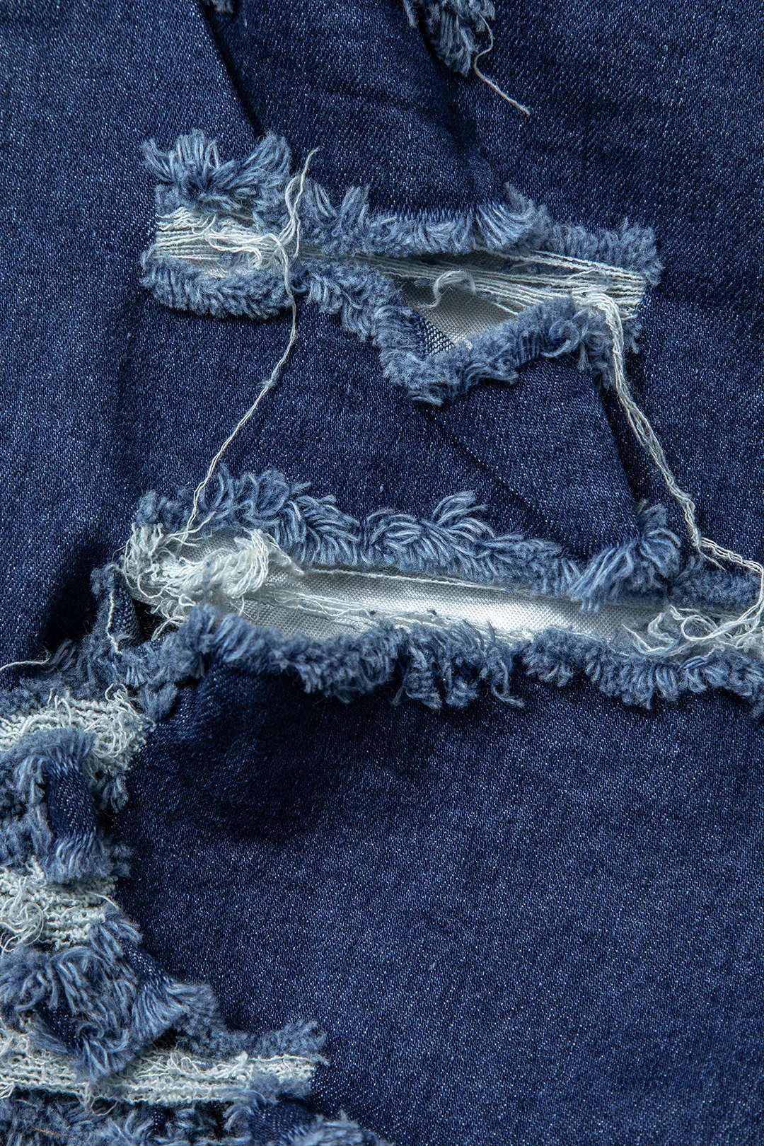 Denim Ripped Contrast High Waist Shorts sold by Micas product image thumbnail 3