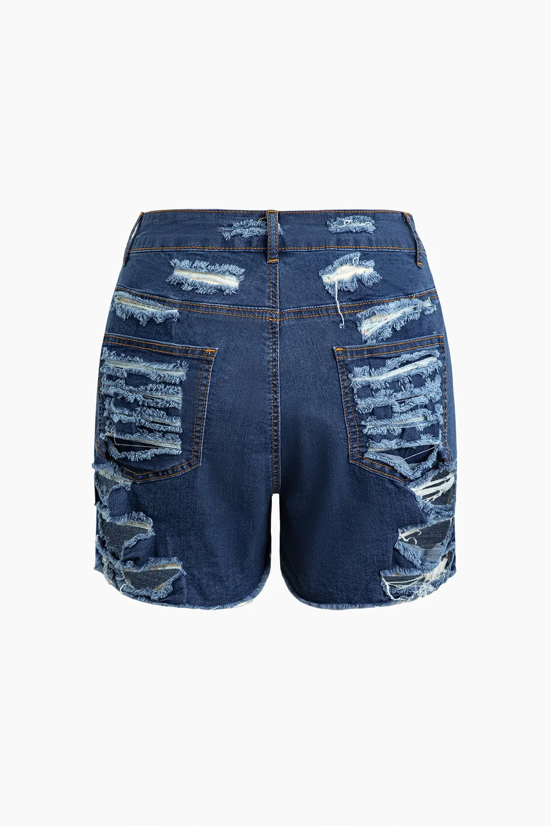 Denim Ripped Contrast High Waist Shorts sold by Micas product image thumbnail 2