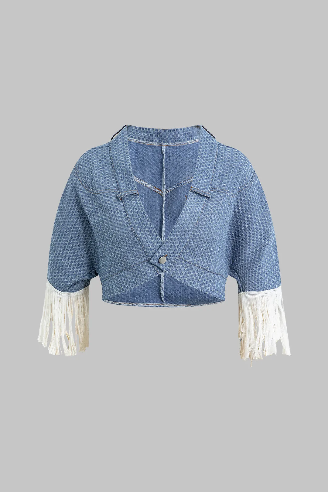 Denim 3PC Fringe Tie-Up Slip Lingerie And Shorts Set sold by Micas product image thumbnail 3