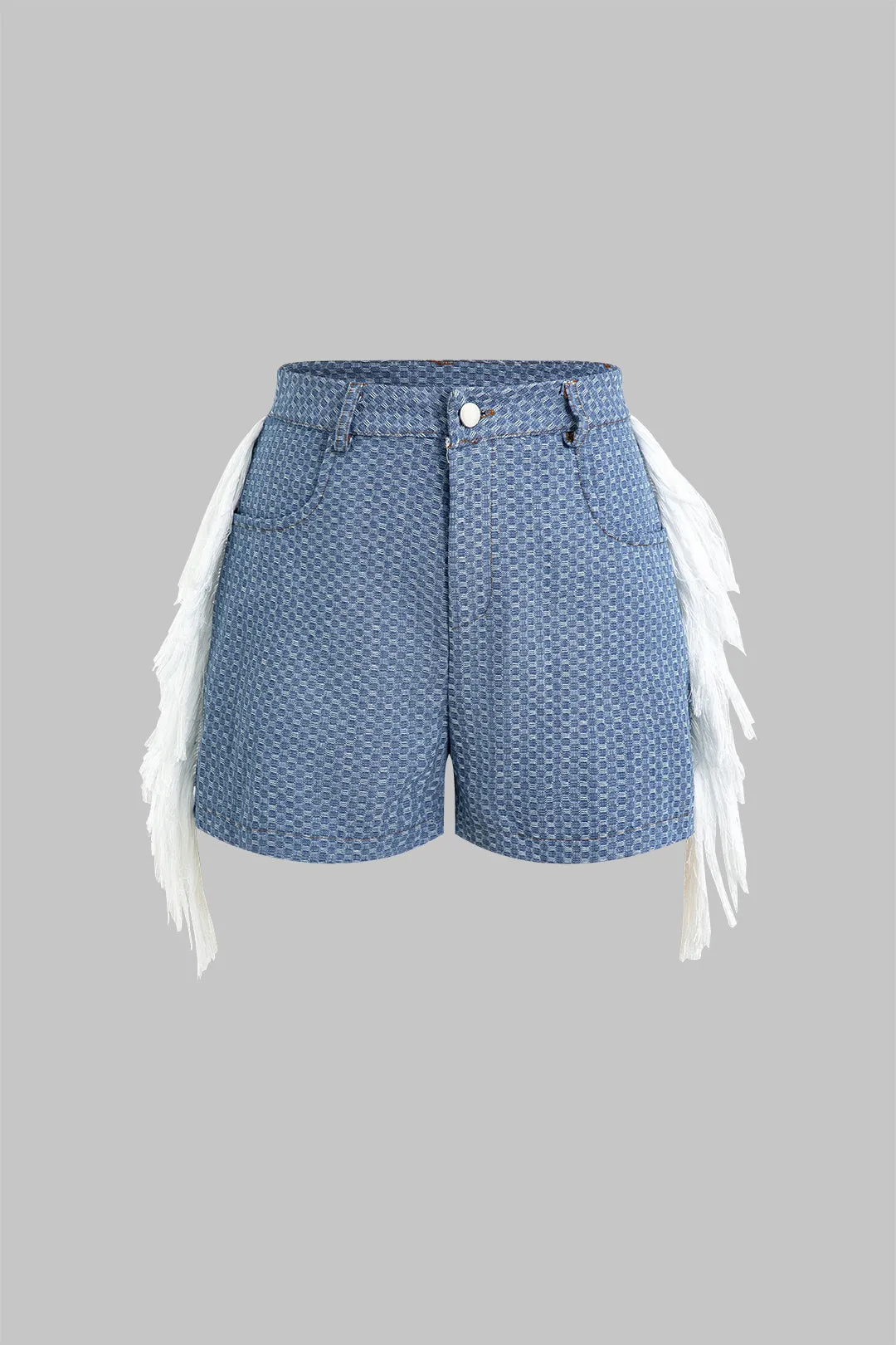 Denim 3PC Fringe Tie-Up Slip Lingerie And Shorts Set sold by Micas product image thumbnail 5