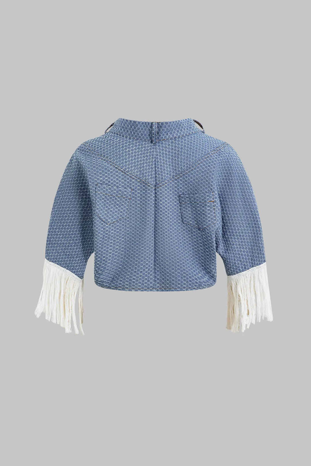 Denim 3PC Fringe Tie-Up Slip Lingerie And Shorts Set sold by Micas product image thumbnail 4