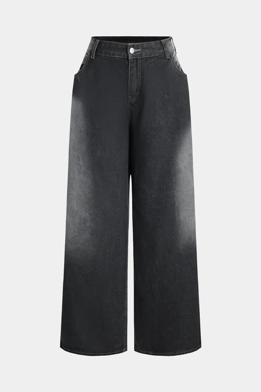 Denim Pocket Wide Leg Jeans sold by Micas