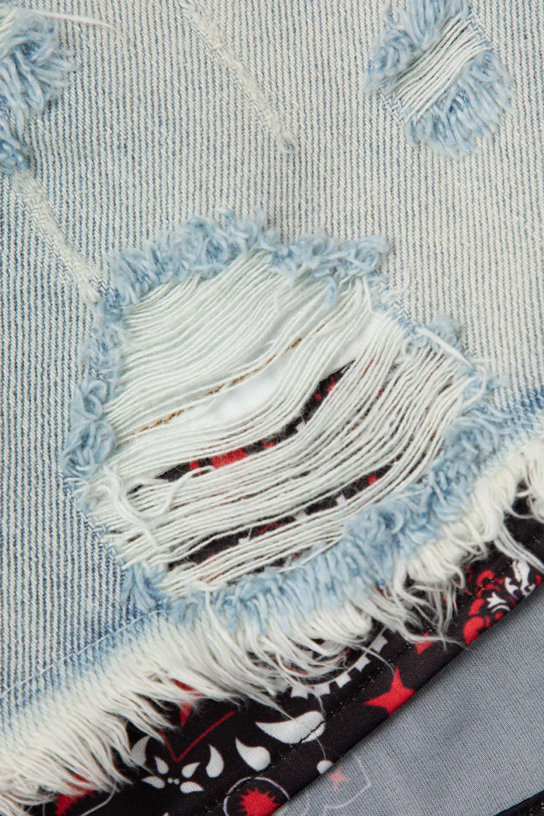 Denim Ripped Double Waistband Patchwork Shorts sold by Micas product image thumbnail 3