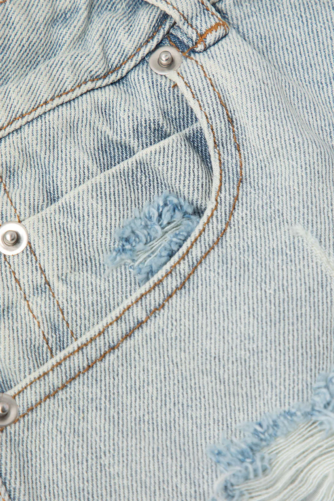 Denim Ripped Double Waistband Patchwork Shorts sold by Micas product image thumbnail 5