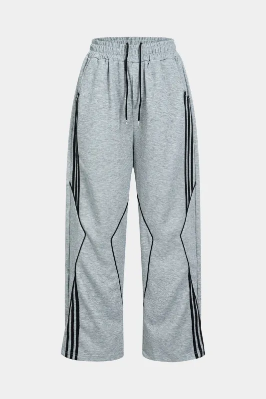 Contrast Drawstring Straight Pants sold by Micas