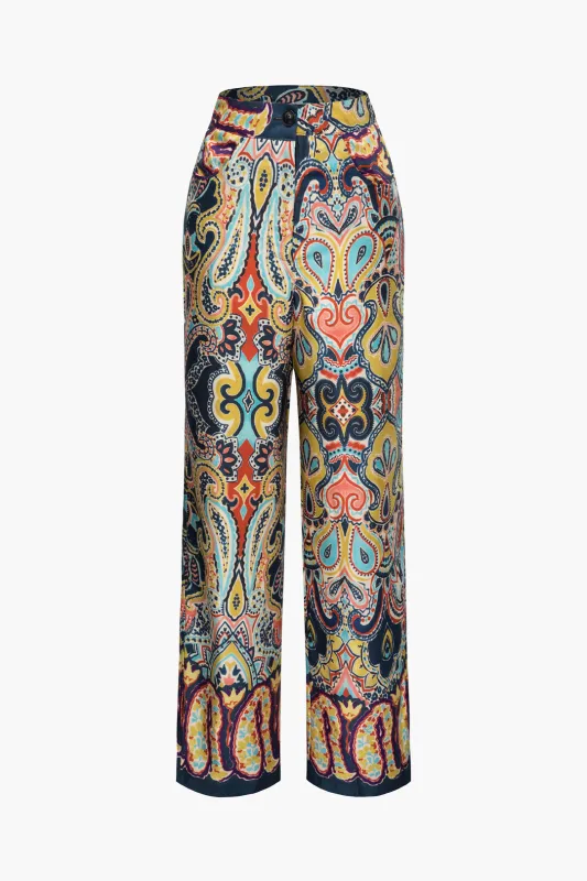 Abstract Print Button Pants sold by Micas
