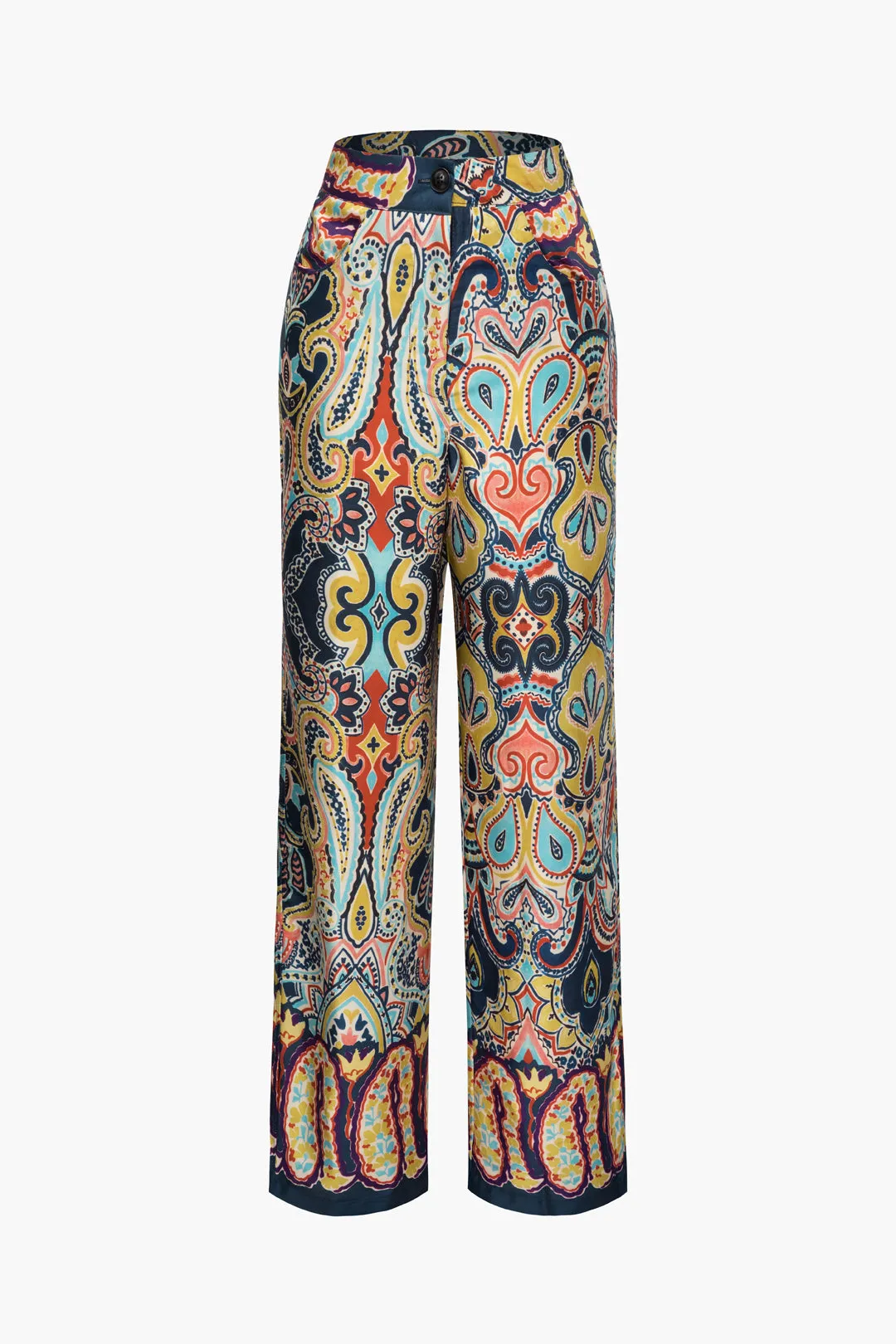 Abstract Print Button Pants sold by Micas