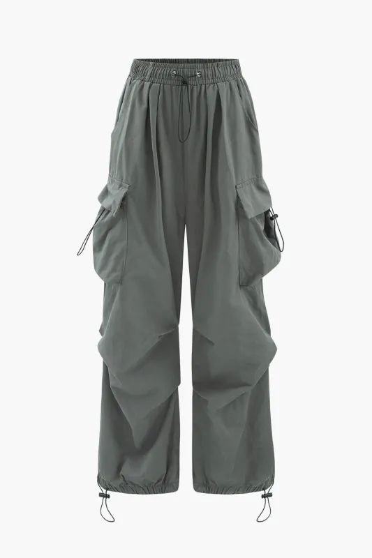 Multi-Pocket Ruched Drawstring Pants sold by Micas