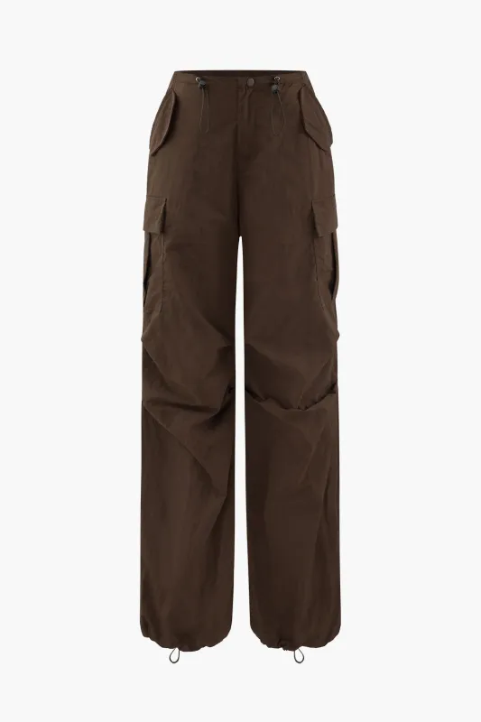 Ruched Drawstring Pocket Low Waist Pants sold by Micas