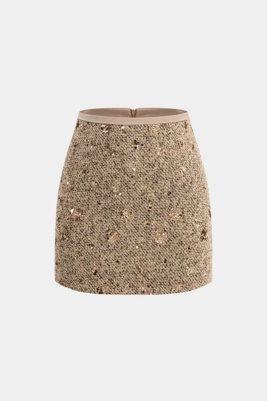 Sequin Decor High Waist Skirt sold by Micas