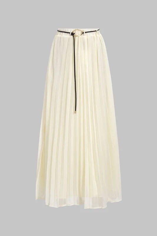Chiffon Pleated Midi Skirt sold by Micas