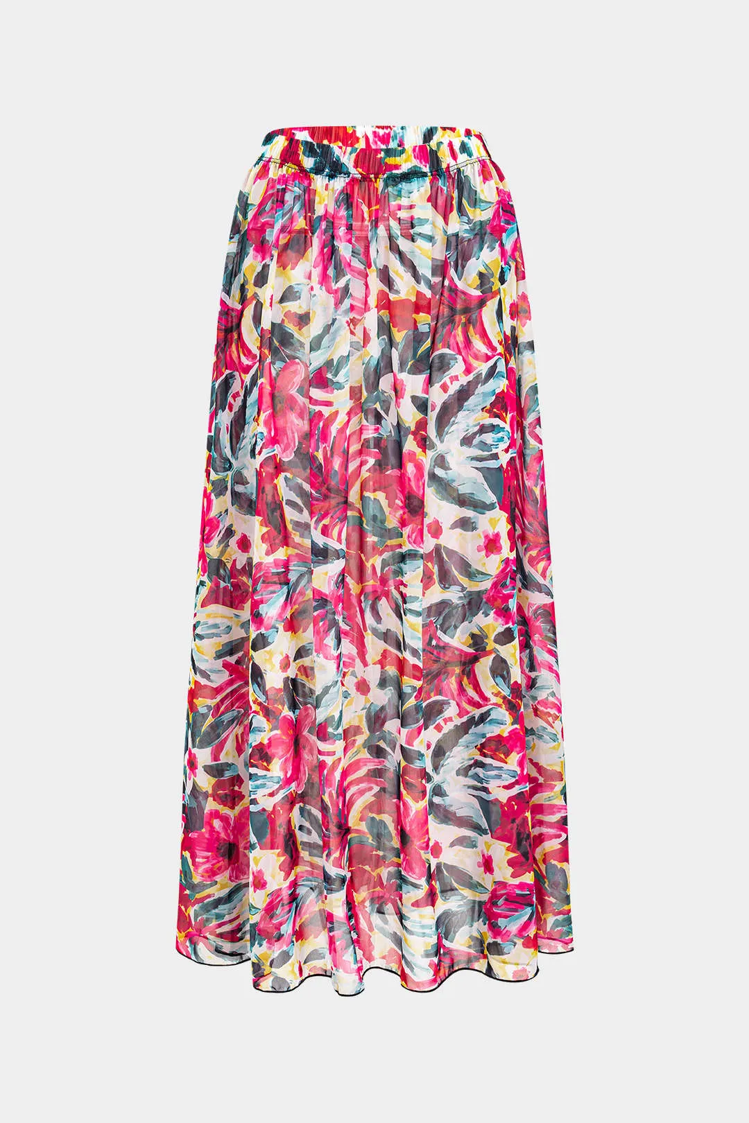 Chiffon Floral Print Ruched Skirt sold by Micas