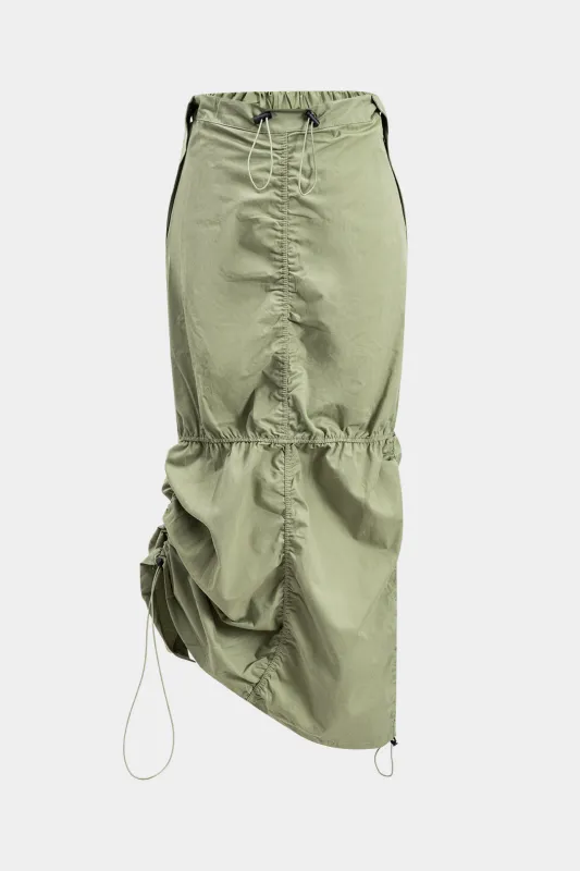 Ruched Drawstring Zipper Pocket Split Skirt sold by Micas