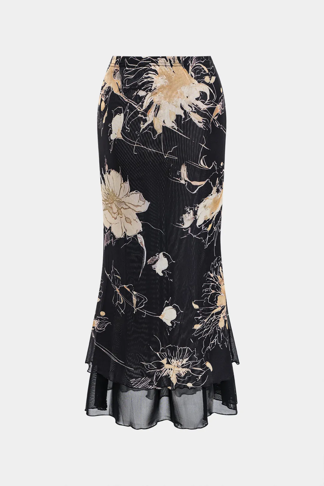 Mesh Floral Print Contrast Low Waist Skirt sold by Micas product image thumbnail 2