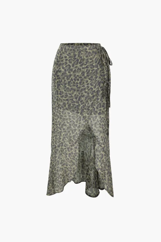 Floral Print Tie Up Asymmetrical Skirt sold by Micas
