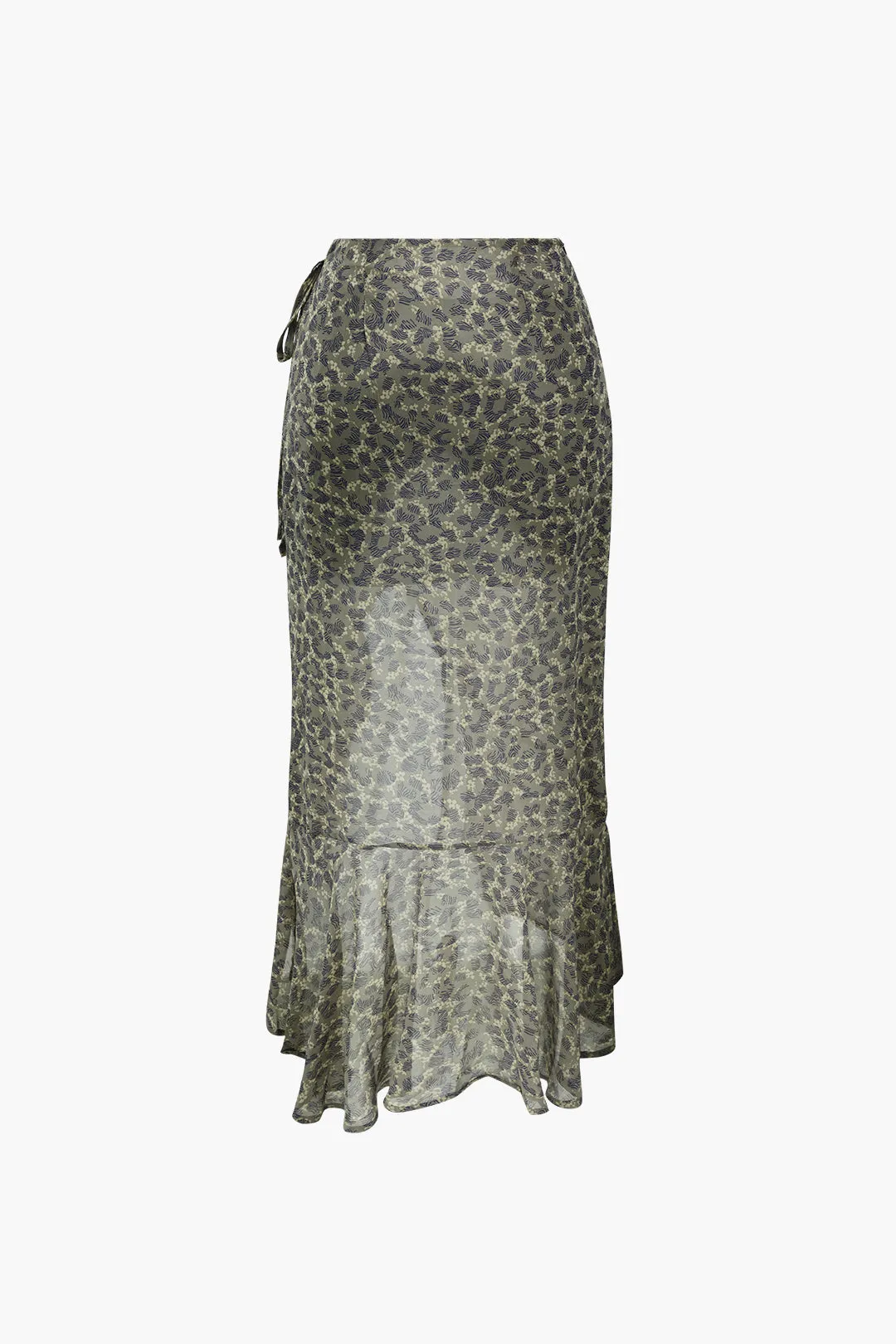 Floral Print Tie Up Asymmetrical Skirt sold by Micas product image thumbnail 2