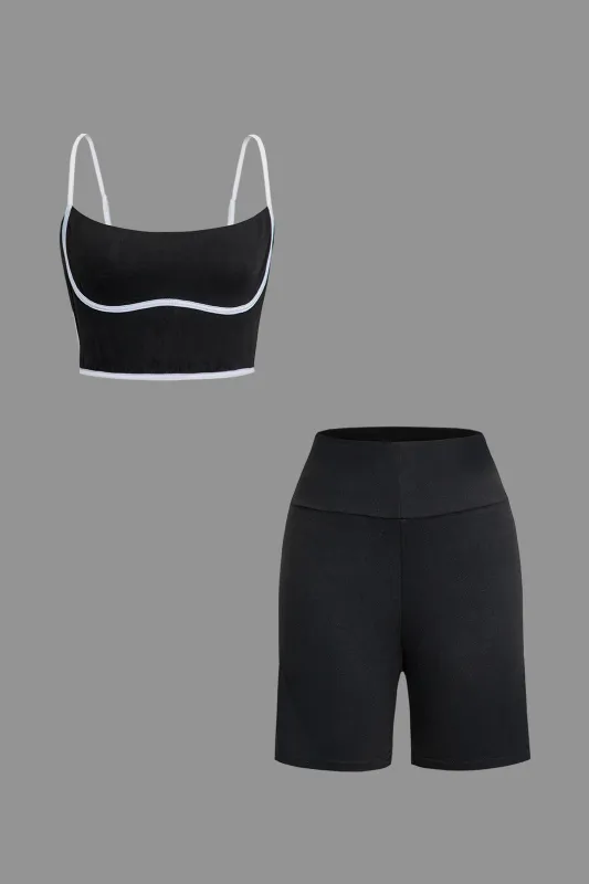 Contrast Sleeveless Cami Top And Shorts Set sold by Micas