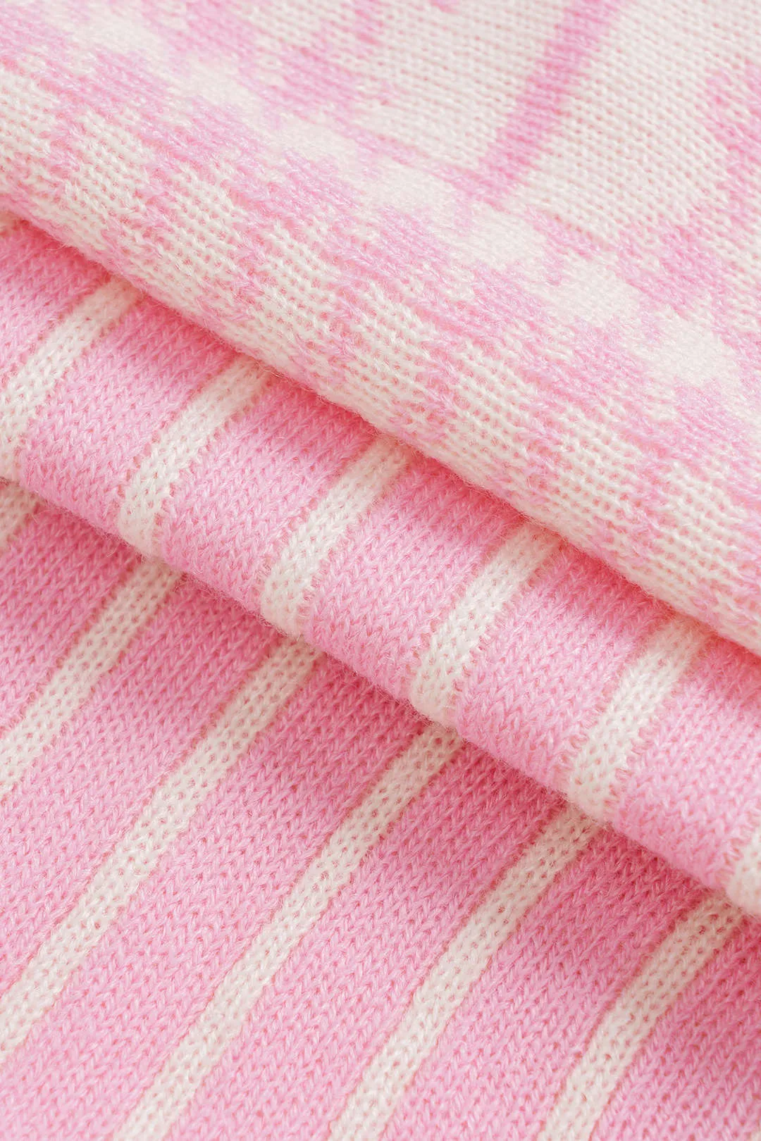 Knit Contrast Plaid Houndstooth Print Cami Top And Shorts Set sold by Micas product image thumbnail 4