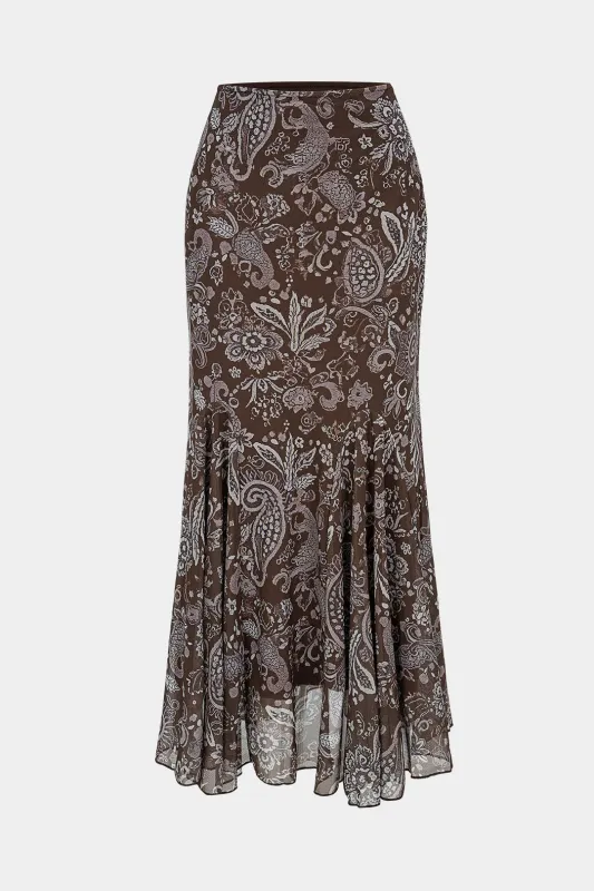 Retro Floral Print Low Waist Irregular Hem Skirt sold by Micas