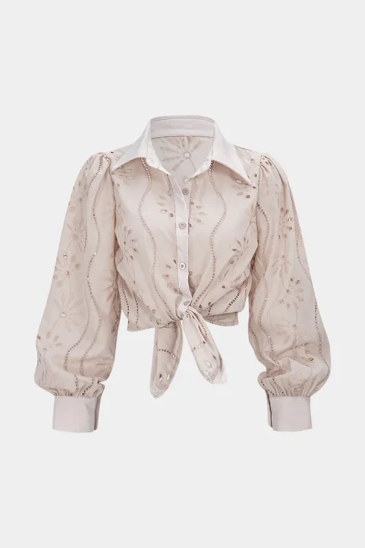 Embroidery Cut Out Long-Sleeve Shirt sold by Micas