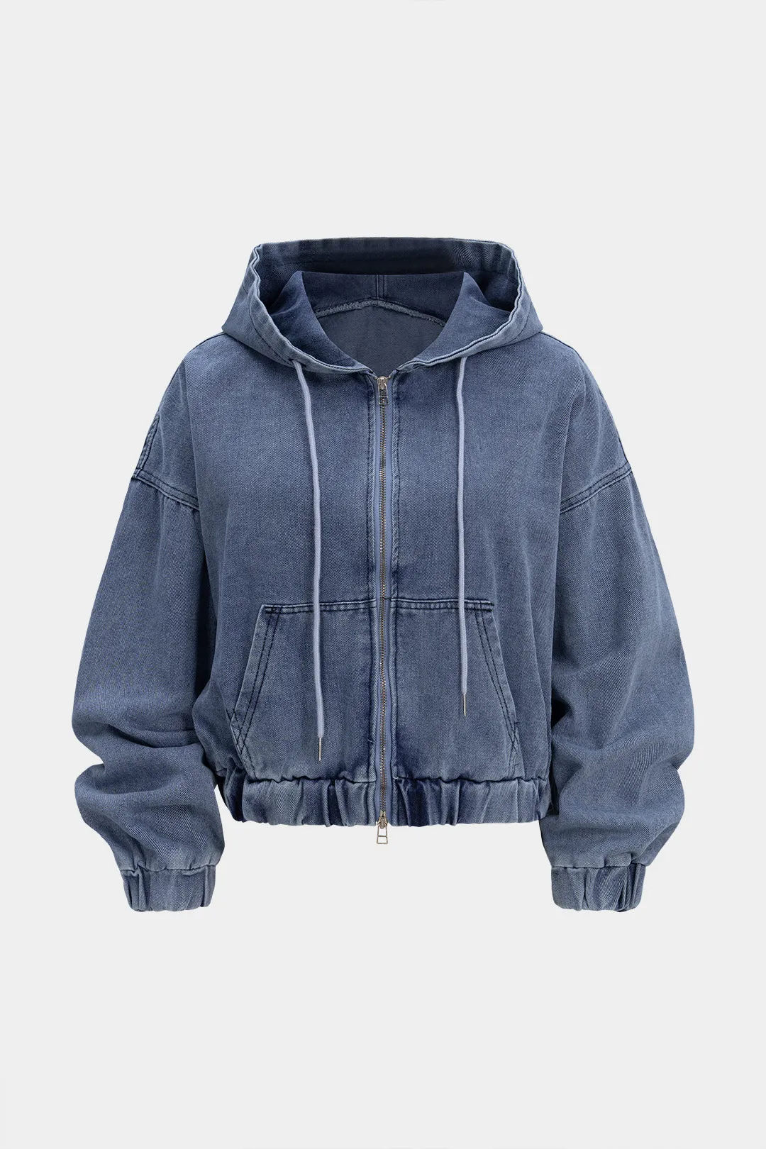 Denim Zipper Hooded Outerwear sold by Micas