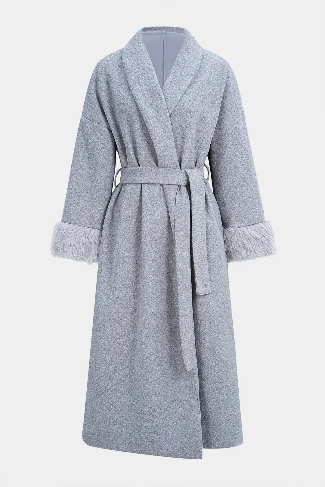 Woolen Tie-Up Open Front Long Coat sold by Micas