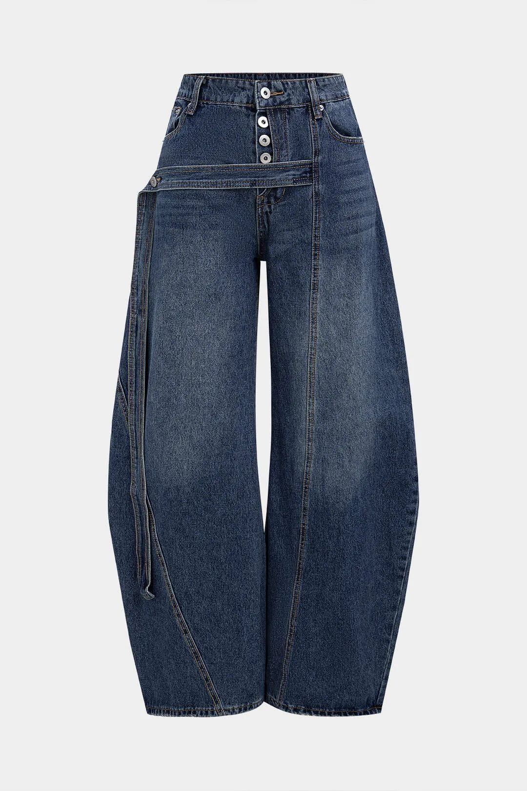 Denim Button Wide Leg Jeans sold by Micas